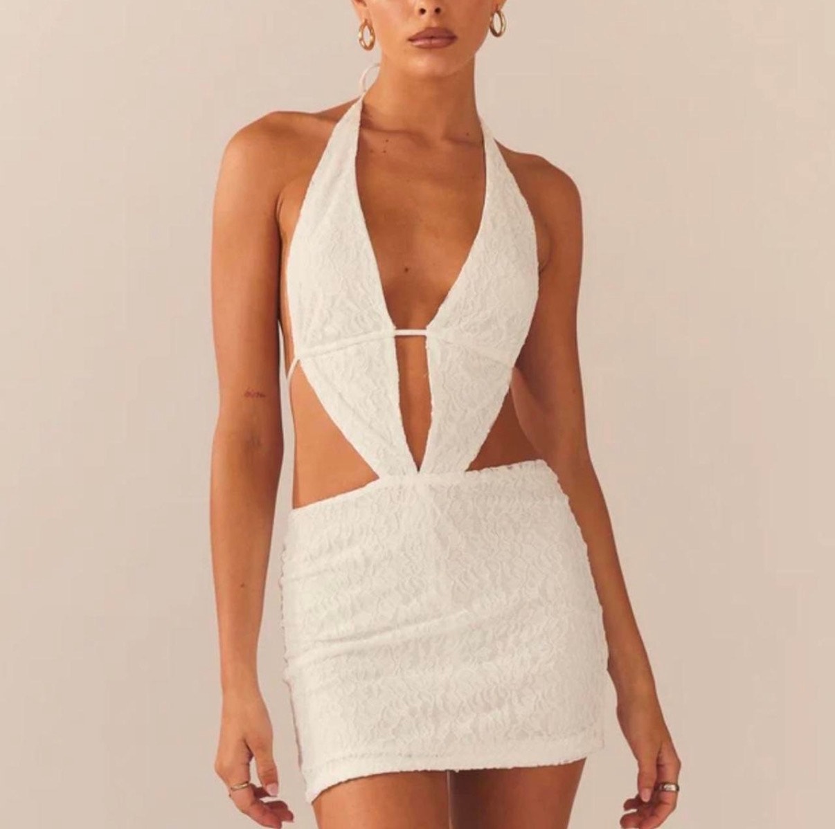 Peppermayo Not For The Faint Of Heart White Lace Mini Dress Size 2
